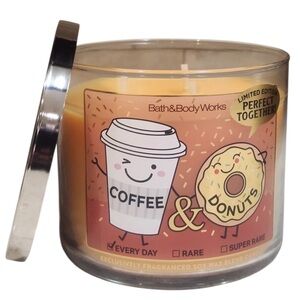 Bath & Body Works Limited Edition PERFECT TOGETHER Coffee & Donuts 3 Wick Candle
